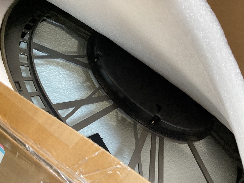 Photo 1 of *** FRAMING HAS DENTS AND OTHER DAMAGES FROM BEING PRYED OFF SOMETHING**** CLXEAST 28 Inch Gold Moving Gear Wall Clock for Modern Living Room Decor,Oversized Large Metal Roman Numeral Wall Clocks for Farmhouse Home Décor,House Warming Gifts New Home