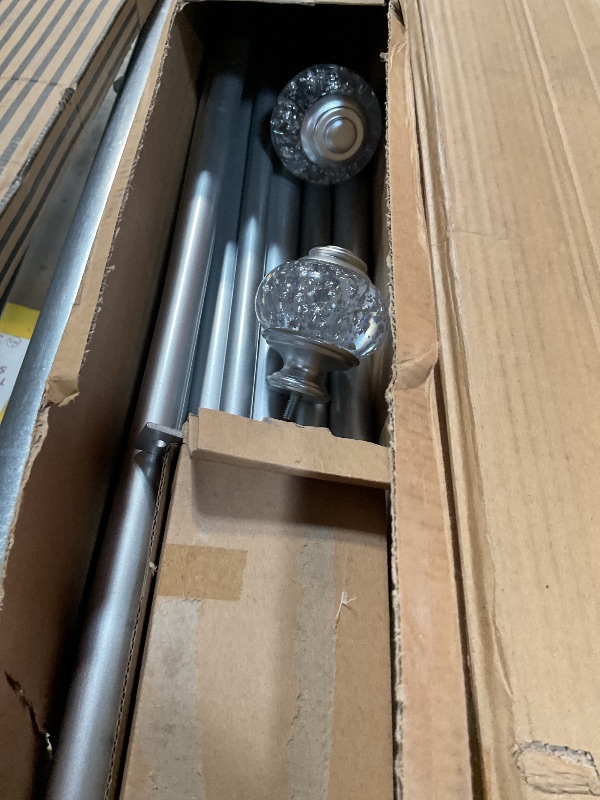 Photo 1 of 1 Inch Silver Double Curtain Rods for Windows 66 to 120 Inches(5.5-10ft), USFOOK Adjustable Heavy Duty Drapery Rods, Telescoping Dual Curtain Rod with Translucent Finials, Wall Mounted