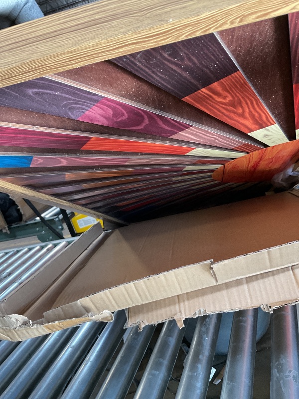 Photo 1 of ***FOR PARTS/ FRAME IS DAMAGED*** IARTTOP Extra Large Boho Sun Wood Wall Art for Living Room Wooden 3D Framed Abstract Sun Rising on the Horizon Geometric Wall Decor Mid century Sunshine Artwork Home Bedroom Office20 * 40 Inch