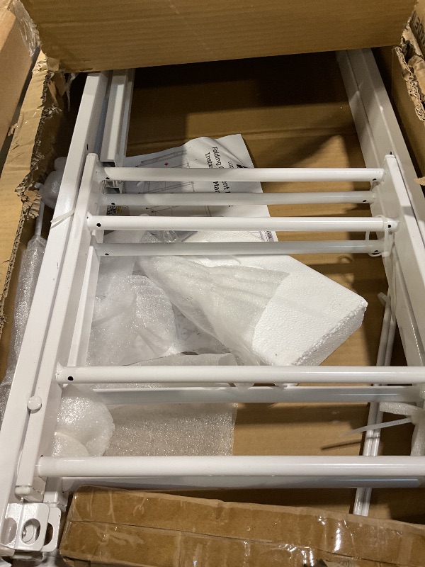 Photo 1 of ***UNKOWN MISSING PIECES / POSSIBLY FOR PARTS**** lumizone Folding Clothing Rack with Wheels Expandable Wardrobe Portable Clothes Rack for Hanging Clothes Adjustable Closet Shelves Garment Rack Durable Closet Racks for Hanging Clothes(White)