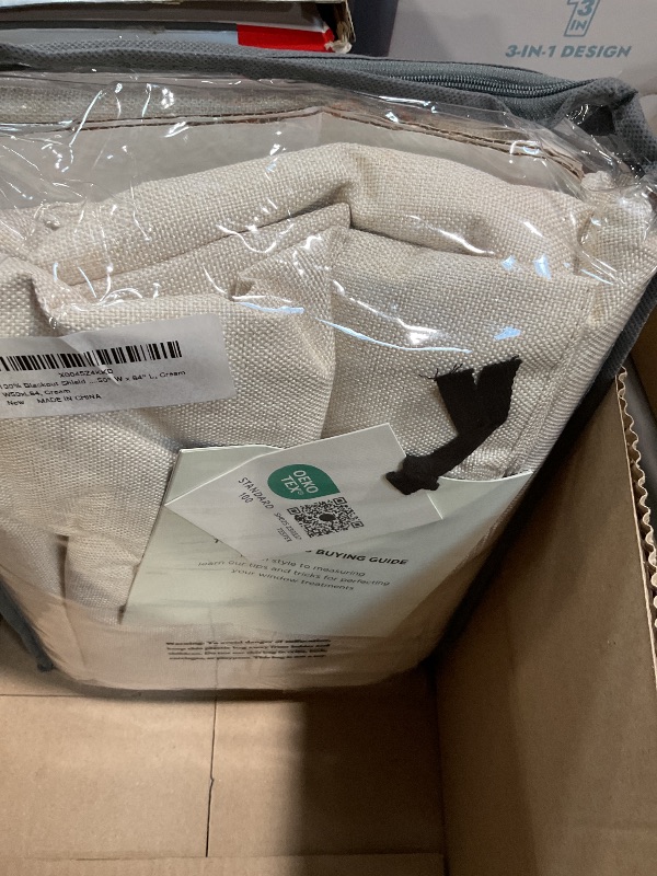 Photo 1 of 100% Blackout Shield Linen Blackout Curtains for Bedroom 84 Inches Long, Back Tab/Rod Pocket Living Room Drapes, Thermal Insulated Blackout Curtains 2 Panels Set, 50" W x 84" L, Cream