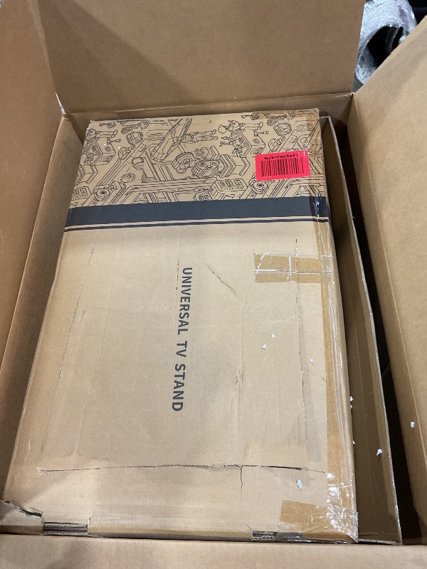 Photo 1 of **MISSING ASSEMBLY HARDWARE*** LLDEPLL Universal TV Stand Tabletop TV Mount with Power Outlet for 50-90 Inch OLED LED Monitors, 9 Levels Height Adjustment, Ambient Lighting on The Bottom Holds up to 150lbs, Black 600x400mm