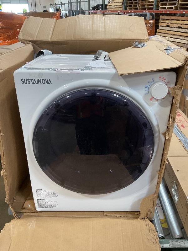 Photo 1 of ***FOR PARTS ONLY/ NON-FUNCTIONAL (NO HEAT)*** Elevon 800W Portable Clothes Dryer, 2.6 cu.ft Electric Drying Machine for Laundry with Stainless Steel Tub for Apartment, Rvs, Dorms, Compact Dryer for Small Space, White