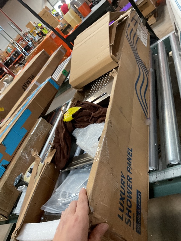 Photo 3 of ROVATE LED Shower Panel Tower System with Rainfall Mist Shower Head, Matte Black 6-in-1 Shower Tower with Jets and Handheld and Digital Temperature Display, High Pressure Shower Column with Tub Spout