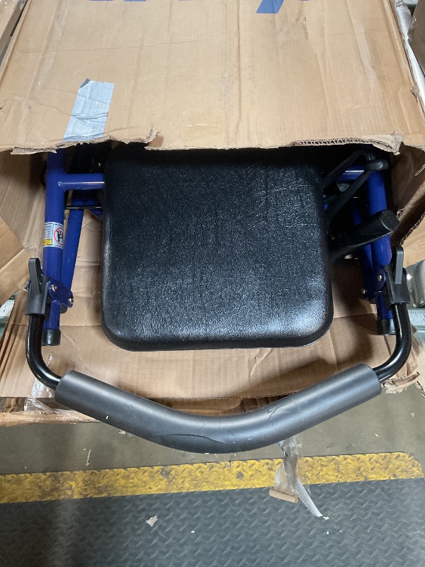 Photo 1 of **DAMAGE IS SLICE IN HANDLE PADDING SEEN IN PHOTO**Drive Medical 10257BL-1 4 Wheel Rollator Walker With Seat, Steel Rolling Walker, Height Adjustable, 7.5" Wheels, Removable Back Support, 300 Pound Weight Capacity, Blue