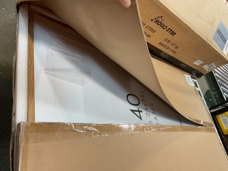 Photo 1 of 27x40 Picture Frame, Solid Oak Wood 27x40 Poster Frame for Wall, 27 x 40 Frame with Tempered Real Glass, 27x40 Frame with Mat for 24x36, Rustic Wooden 27x40 Art Frame, Natural Oak Color