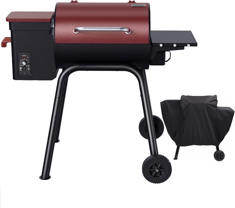 Photo 1 of **MISSING COVER AND FLAT TIRE** Wood Pellet Grill Smoker for Outdoor Cooking, 456 SQ. IN Cook Area Electric Pellet Grill with Auto Feed & PID Temperature Control 180-425°F, 6-in-1 BBQ Grill & Rain Cover for Backyard