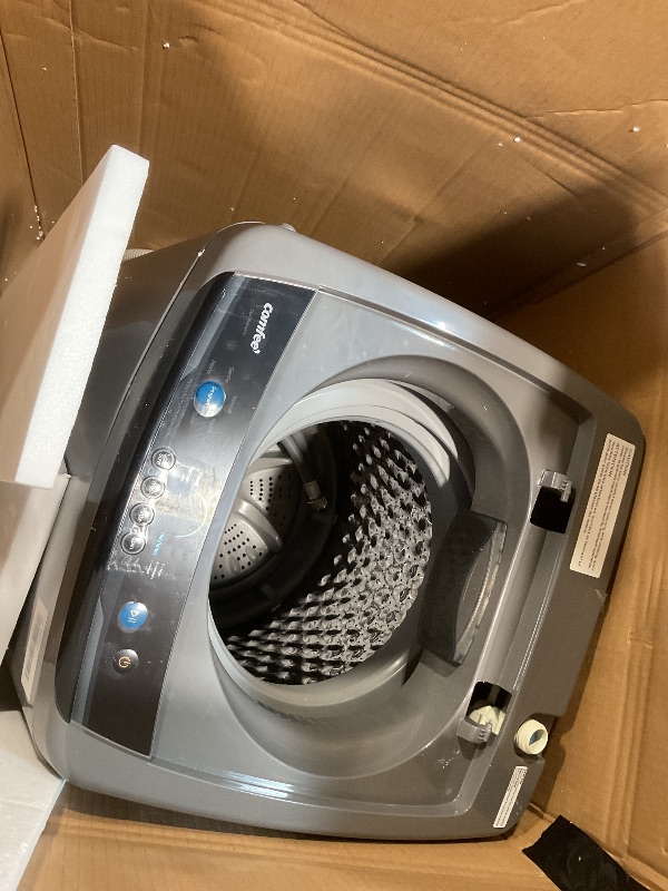 Photo 1 of **MAJOR DAMAGE TO LID. SELLING FOR PARTS. SCRAPES. DIRT **Comfee Portable Washing Machine, 0.9 cu.ft Compact Washer With LED Display, 5 Wash Cycles, 2 Built-in Rollers, Space Saving Full-Automatic Washer
