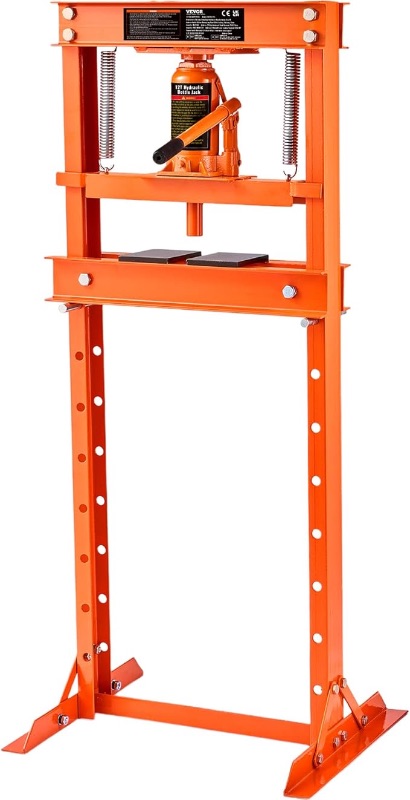 Photo 1 of **MINOR USE WEAR**VEVOR Hydraulic Shop Press, 12 Ton/26000lbs, H-Frame, 4-Hold Adjustable Height, with Movable Plates, for Garage or Professional Users, Orange
Visit the VEVOR Store