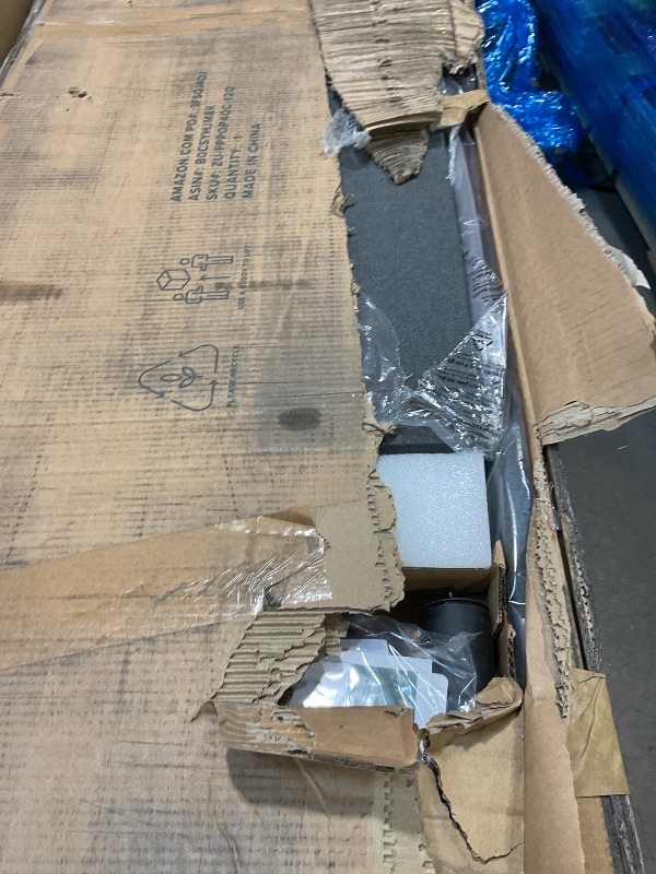 Photo 1 of **DIRT FROM TRANSPORT **ZINUS Queen Maya Upholstered Bed Frame with Asymmetric Headboard, Durable Wooden Slats, Sturdy Framework, Noise Free Sleep, No Box Spring Needed, Easy Assembly, Eco Friendly Packaging, Dark Grey