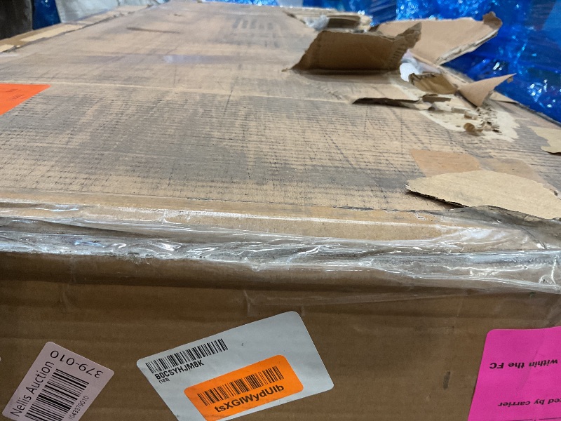 Photo 1 of **DIRT FROM TRANSPORT **ZINUS Queen Maya Upholstered Bed Frame with Asymmetric Headboard, Durable Wooden Slats, Sturdy Framework, Noise Free Sleep, No Box Spring Needed, Easy Assembly, Eco Friendly Packaging, Dark Grey