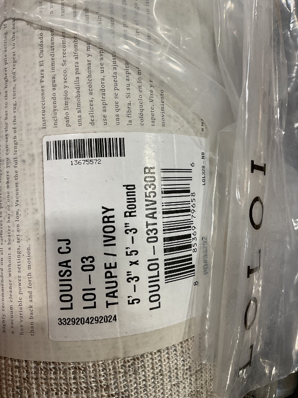 Photo 1 of ***DIRTY/ VERY STRONG & LOUD ODOR*** Loloi Chris Loves Julia Louisa Collection LOI-03 Taupe/Ivory 5'-3" x 5'-3", .38" Pile Height, Round Area Rug
