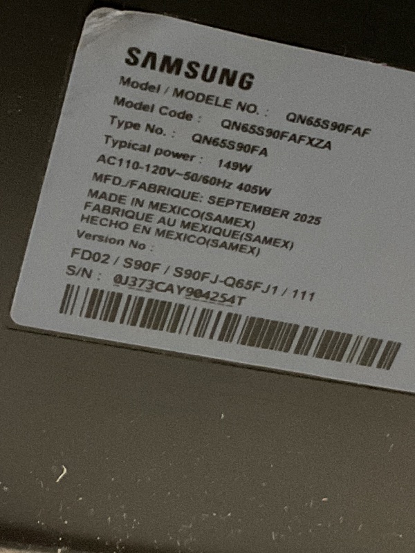 Photo 1 of ***MODEL POSSIBLY DIFFERS QLED?*** SAMSUNG 65-Inch Class OLED S90F 4K Smart TV (2025 Model) NQ4 AI Gen3 Processor, 4K AI Upscaling Pro, OLED HDR +, Motion Xcelerator 144Hz, Samsung Vision AI, Alexa Built-in