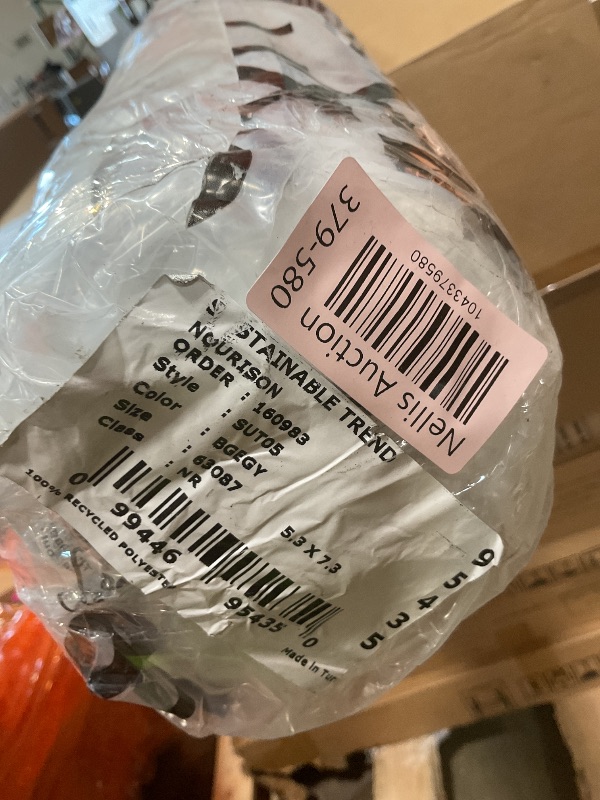 Photo 1 of **DIRT FROM TRANSPORT **Nourison Modern Marble Sustainable Woven Rug with Lines Beige