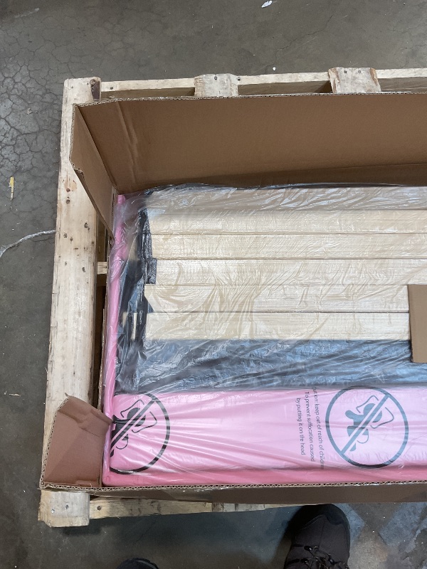 Photo 1 of **SCRAPES. DIRT**IOILORI Queen Size Upholstered Platform Bed, Queen Size Bed Frame with Tufted Button Headboard, Sturdy Frame Wooden Slats, No Spring Mattress Required, Noiseless, Easy to Assemble, Pink