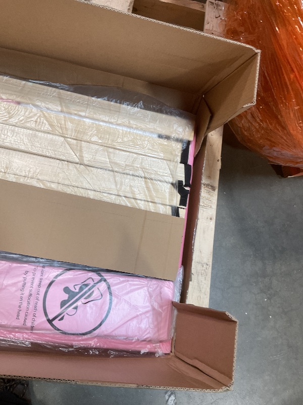 Photo 1 of **SCRAPES. DIRT**IOILORI Queen Size Upholstered Platform Bed, Queen Size Bed Frame with Tufted Button Headboard, Sturdy Frame Wooden Slats, No Spring Mattress Required, Noiseless, Easy to Assemble, Pink