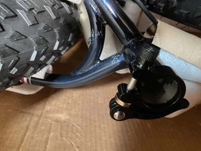 Photo 1 of **SCRAPES FROM TRANSPORT **Mongoose Dolomite Fat Tire Mountain Bike, For Men and Women, 26 Inch Wheels, 4 Inch Wide Knobby Tires, 7-Speed, Adult Steel Frame, Front and Rear Brakes, Blue/Red