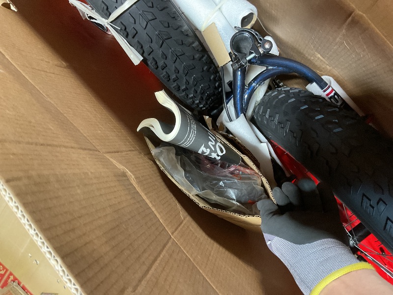 Photo 1 of **SCRAPES FROM TRANSPORT **Mongoose Dolomite Fat Tire Mountain Bike, For Men and Women, 26 Inch Wheels, 4 Inch Wide Knobby Tires, 7-Speed, Adult Steel Frame, Front and Rear Brakes, Blue/Red