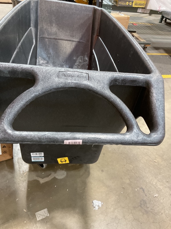 Photo 1 of **SELLING FOR PARTS. MAJOR DAMAGE TO WHEEL**Rubbermaid Commercial Products Tilt Dump Truck/Trash Cart/Garbage Collection, 600 lbs 3/4 Cubic Yard Heavy Load Capacity with Wheels, Trash Recycling Cart, Black, Office/Warehouse/Facility Management