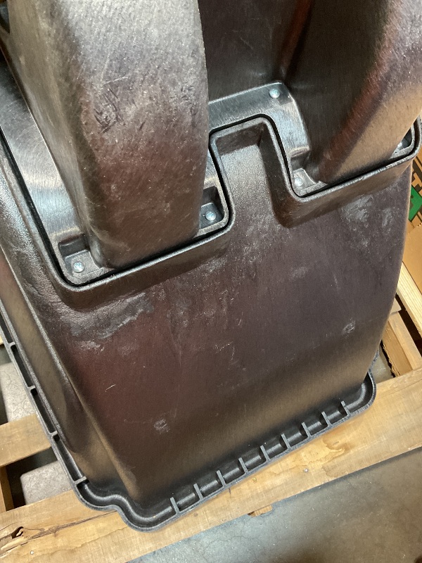 Photo 1 of **SELLING FOR PARTS. MAJOR DAMAGE TO WHEEL**Rubbermaid Commercial Products Tilt Dump Truck/Trash Cart/Garbage Collection, 600 lbs 3/4 Cubic Yard Heavy Load Capacity with Wheels, Trash Recycling Cart, Black, Office/Warehouse/Facility Management