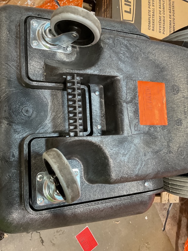 Photo 1 of **SELLING FOR PARTS. MAJOR DAMAGE TO WHEEL**Rubbermaid Commercial Products Tilt Dump Truck/Trash Cart/Garbage Collection, 600 lbs 3/4 Cubic Yard Heavy Load Capacity with Wheels, Trash Recycling Cart, Black, Office/Warehouse/Facility Management