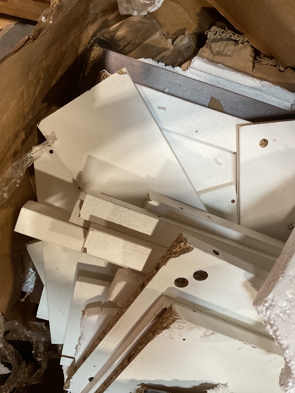 Photo 1 of **SELLING FOR PARTS. MAJOR DAMAGE TO CORNERS**Jocoevol Farmhouse Dresser 8 Drawer Dresser for Bedroom, Large Wooden Dressers Double Grey Dresser with Deep Drawers Dressers for Hallway, Entryway (White and Brown)