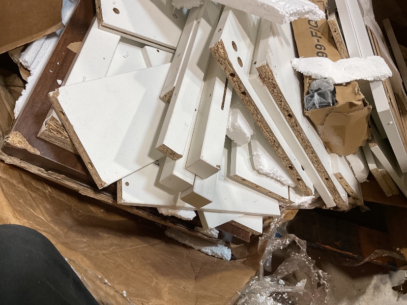 Photo 1 of **SELLING FOR PARTS. MAJOR DAMAGE TO CORNERS**Jocoevol Farmhouse Dresser 8 Drawer Dresser for Bedroom, Large Wooden Dressers Double Grey Dresser with Deep Drawers Dressers for Hallway, Entryway (White and Brown)