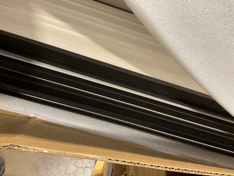 Photo 1 of ** PLASTIC MSATERIAL /CORNER DAMAGE**. 3 PIECES UP TO 4 INCHES. Art3d 8-Pack 96 x 6in. WPC Acoustic Slat Wall Panel for Modern Interior Decor, TV Background, Living Room, Matte Black