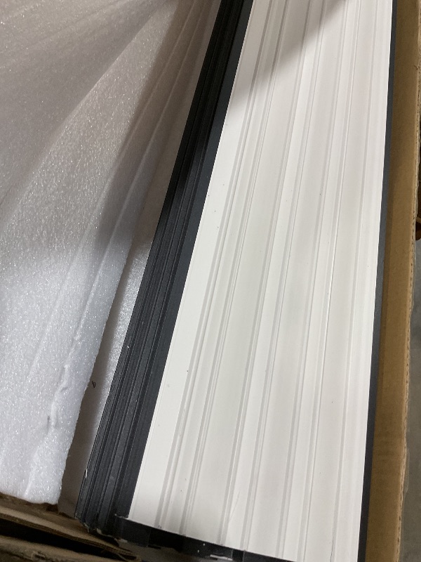 Photo 1 of ** PLASTIC MSATERIAL /CORNER DAMAGE**. 3 PIECES UP TO 4 INCHES. Art3d 8-Pack 96 x 6in. WPC Acoustic Slat Wall Panel for Modern Interior Decor, TV Background, Living Room, Matte Black