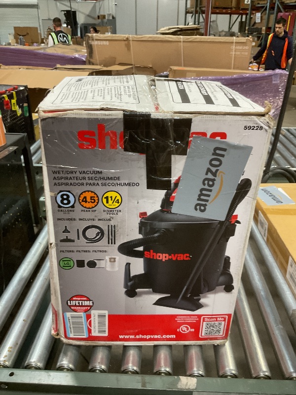Photo 1 of ***FOR PARTS ONLY /NON-FUNCTIONAL MISSING PIECES*** Shop-Vac 5922805 Wet/Dry Vacuum, 8 Gallon, 4.5 Peak HP, 1.25 Inch Diameter x 7 Foot Hose, 6 Foot Cord, Ideal for Jobsite, Garage, Workshop & Home