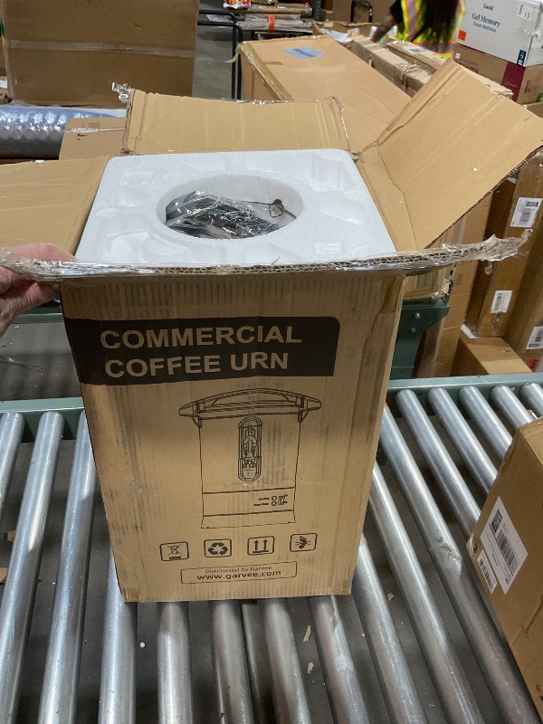 Photo 1 of 100 Cup Commercial Coffee Urn - 14l Large Capacity Stainless Steel Coffee Maker, Fast Brew/Rapid Extraction with Automatic Temperature Control & Faucet, Food-Grade 304 Hot Coffee/Hot Water Dispenser