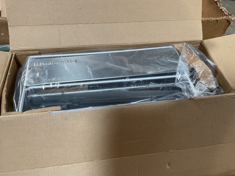 Photo 1 of KitchenAid Compact Space Saving, Dish Rack with Removable Flatware Caddy and Angled Self Draining Drainboard, Satin Gray, 15-Inch-by-13.25-Inch