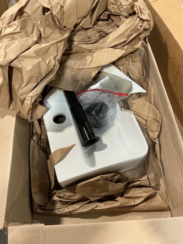 View 2 of **FOR PARTS ONLY/ BROKEN IN PIECES** GHOMEG Small Bathroom Sink White 14x10 Tiny Wall Mount Hung Tiny Vessel Sink Bathroom Corner Floating Sink Rectangle White Porcelain Ceramic Vessel Vanity for Small Space
