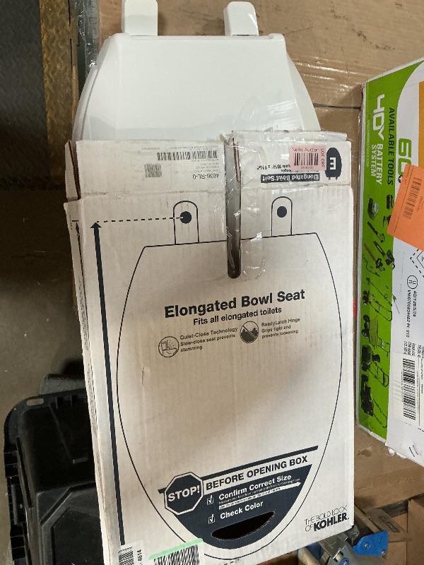 Photo 1 of **MISSING ASSEMBLY HARDWARE** KOHLER 4636-RL-0 Cachet ReadyLatch Elongated Toilet Seat Slow Close, Soft Close Toilet Seat Quiet Lid, Contoured Grip-Tight Bumpers Installation Hardware, Apartment Essentials, White