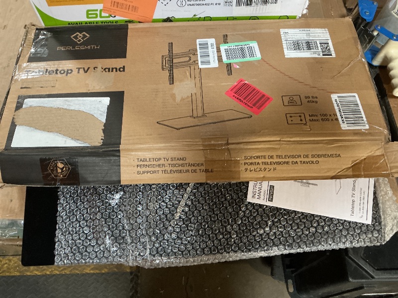 Photo 1 of ***FOR PARTS ONLY/ MISSING ASSEMBLY PIECE*** PERLESMITH Swivel Universal TV Stand Mount for 32-86 Inch LCD OLED Flat/Curved Screen TVs up to 99lbs-Height Adjustable Table Top TV Stand/Base with Tempered Glass Base&Wire Management,VESA 600x400mm