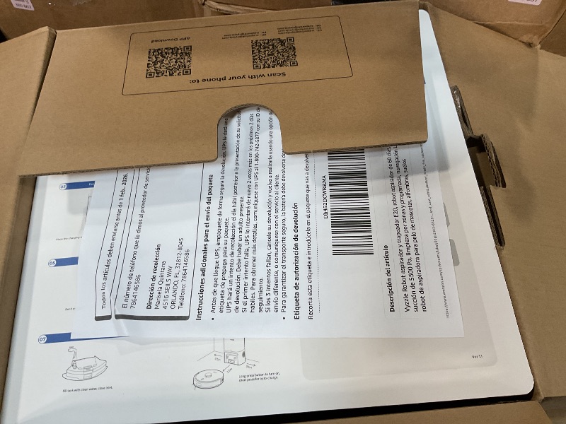 Photo 1 of **RECOMENDED FOR PARTS/ DOESN'T PICK UP DIRT*** Vyzzle E20 Robot Vacuum and Mop, 60-Day Robot Vacuum Self Emptying, 5500Pa Suction, Zoned & Scheduled Cleaning, LiDAR Navigation, Vacuum Robot for Pet Hair, Carpets, Floors, WiFi/App/Voice Control