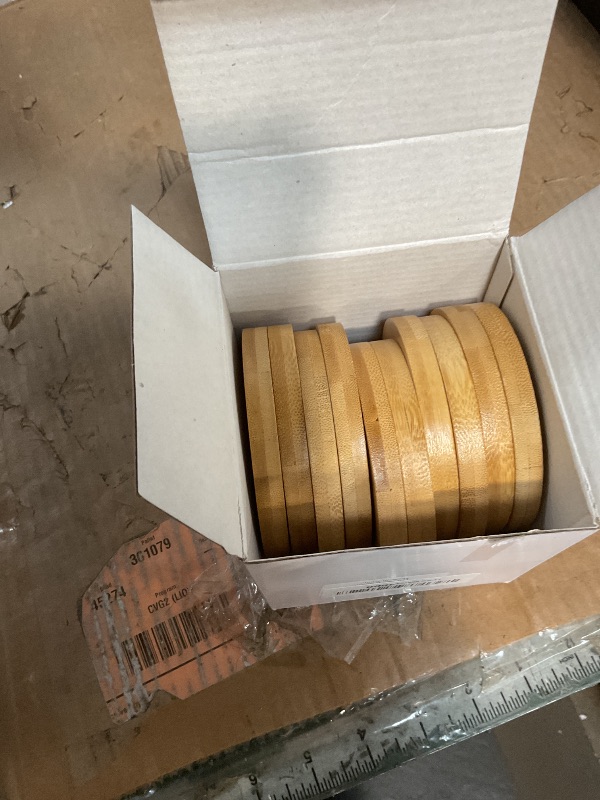 Photo 1 of 10 Pcs Round Bamboo Coasters 3.7 Inch, Blank Mats for Crafts — DIY Mosaic Tile Base, Small Indoor Plant Coasters, Reusable Eco-Friendly Design