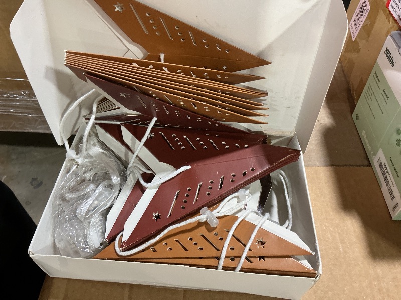 Photo 1 of **MISSING PIECES*** 12Pcs Hanging Christmas Decorations, Decorative Lighted Paper Star Lanterns, 3D Christmas Hanging Lamp Shade Foldable for Xmas Winter Wedding Party Farmhouse Vintage Home Decor Indoor