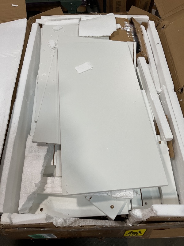 Photo 1 of *FOR PARTS* Mixcous Vanity Desk with Mirror and Lights, Vanity Dresser Combo, Farmhouse Makeup Vanity with 9 Drawers, Glass Top Corner Vanity Dressing Table, Extendable Big Dressing Table Set for Bedroom, White