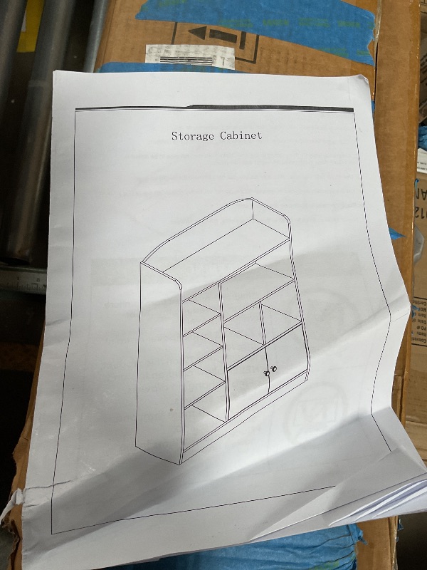 Photo 1 of *FOR PARTS ONLY* DIYART White Kids Bookshelf, Kids Bookcase with 7 Cubbies and 2 Cabinets, Freestanding Book Storage Shelves for Bedroom, Playroom, Hallway