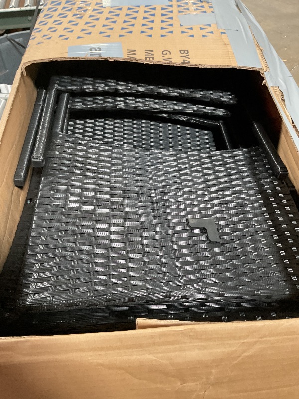 Photo 1 of **PARTIAL SET, NO TABLE, MISSING SCREWS** Shintenchi 4 Piece Outdoor Patio Furniture Sets, Small Wicker Patio Conversation Furniture Rattan Chair Set with Tempered Glass Coffee Table for Backyard Porch Garden Poolside Balcony