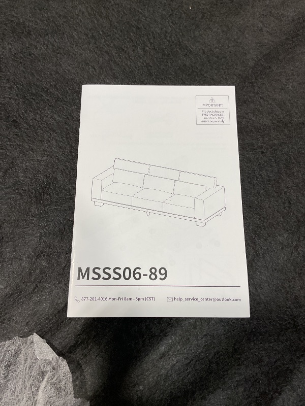 Photo 1 of *2 BOX SET Marsail 89" Sofa, 3 Seater Couch for Living Room, Modern Sofa with Deep Seats Supportive Cushion and Wide Armrests, Easy to Clean with Removable Covers, Linen Fabric, Beige