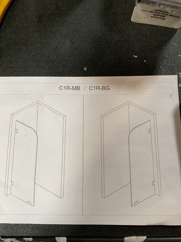 Photo 1 of 30" W ×78" H Shower Glass Panel, Frameless Fixed Glass Shower Panel with Clamps, 3/8"(10mm) Thick Clear Tempered Glass Shower Door, Bathroom Shower Screen in Matte Black