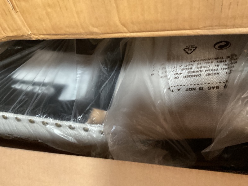 Photo 1 of **ONLY  TWO CHAIRS**COLAMY Upholstered Parsons Dining Chairs Set of 4, Fabric Dining Room Kitchen Side Chair with Nailhead Trim and Wood Legs - Beige,No Table