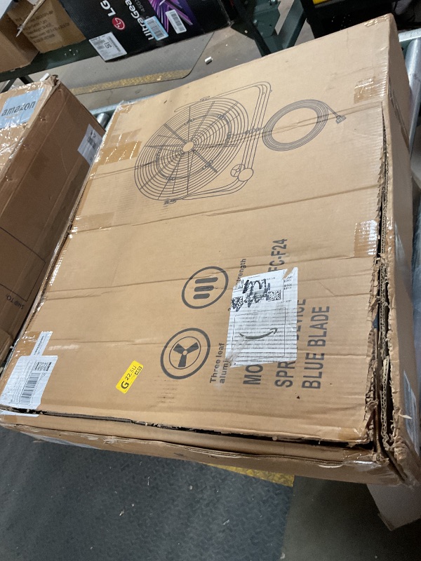 Photo 1 of 24 Inch Industrial Fan Heavy Duty, 8500 CFM High Velocity Floor Fan Misting 3 Speeds, Metal Construction and Aluminum Blades, 360° Tilt Metal Fan Cooling Outdoor Patio Garage Warehouse Shop Factory