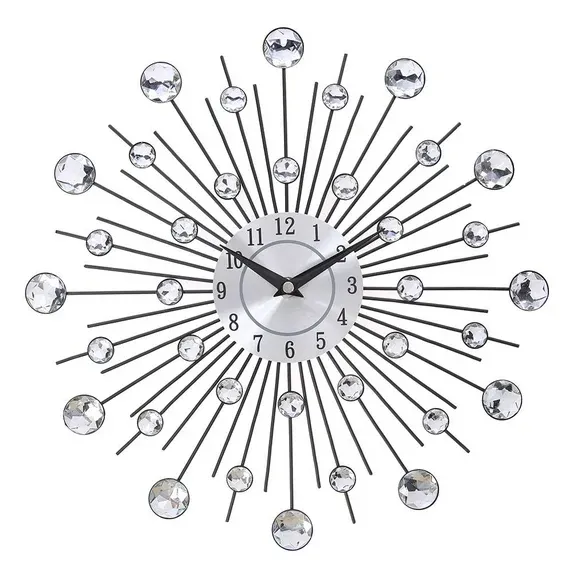 Photo 1 of ** TEAR DROP STYLE BEDAZZLES** Tiyuyo 3D Crystal Wall Clock - Celebration Decorative Metal Wall Clock, Sparkling Bling Diamond-Studded Silver Wall Clock Wall Decor for Kitchen, Living, Room Bedroom