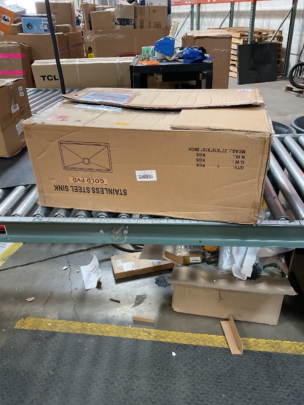 Photo 1 of 27 Inch Gold Kitchen Sink Undermount Workstation-Bokaiya 27x19 Undermount Kitchen Sink Brushed Gold Stainless Steel 16 Gauge Handmade 10" Deep Single Bowl Under Counter with Cutting Board