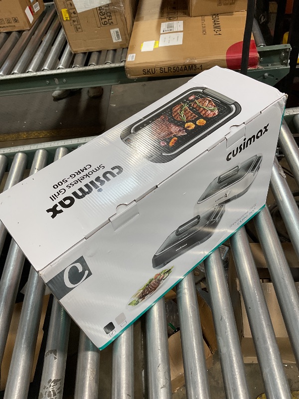 Photo 1 of ***DIRTYY/ MISSING POWER CORD*** CUSIMAX Smokeless Indoor Grill, 1500W Electric Grill Korean BBQ Grill with LED Smart Display & Tempered Glass Lid, Non-stick Removable Grill Plate, Turbo Smoke Extractor, Black New Model