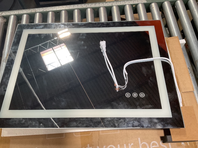 Photo 1 of *** SELLING FOR PARTS *** Koonmi 28"x20" LED Mirror for Bathroom, 90CRI Anti-Fog Vanity Mirror with Front and Backlight, Shatter-Proof Wall Mirror with Light, Easy Install Lighted Mirror for Modern Bathroom (IP65)