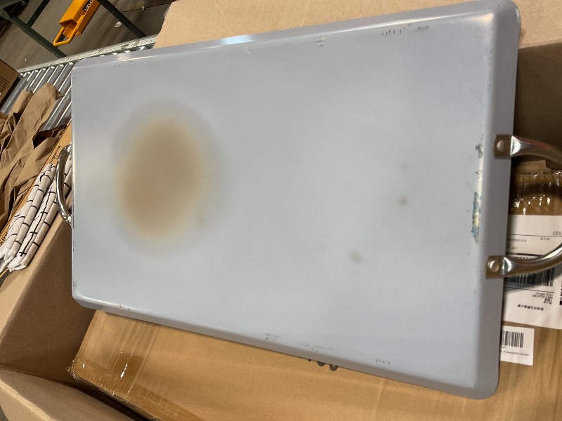 Photo 1 of * TONGS NOT INCLUDED * LetFeng 26” Double Burner Griddle Nonstick Double Burner Stainless Steels Stove Top Flat Griddle Coated Cool Touch Handle Oven Safe & Compatible With All Stovetops Black And Silver